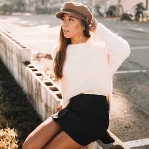 Honey Punch Fuzzy Cold Shoulder Sweater